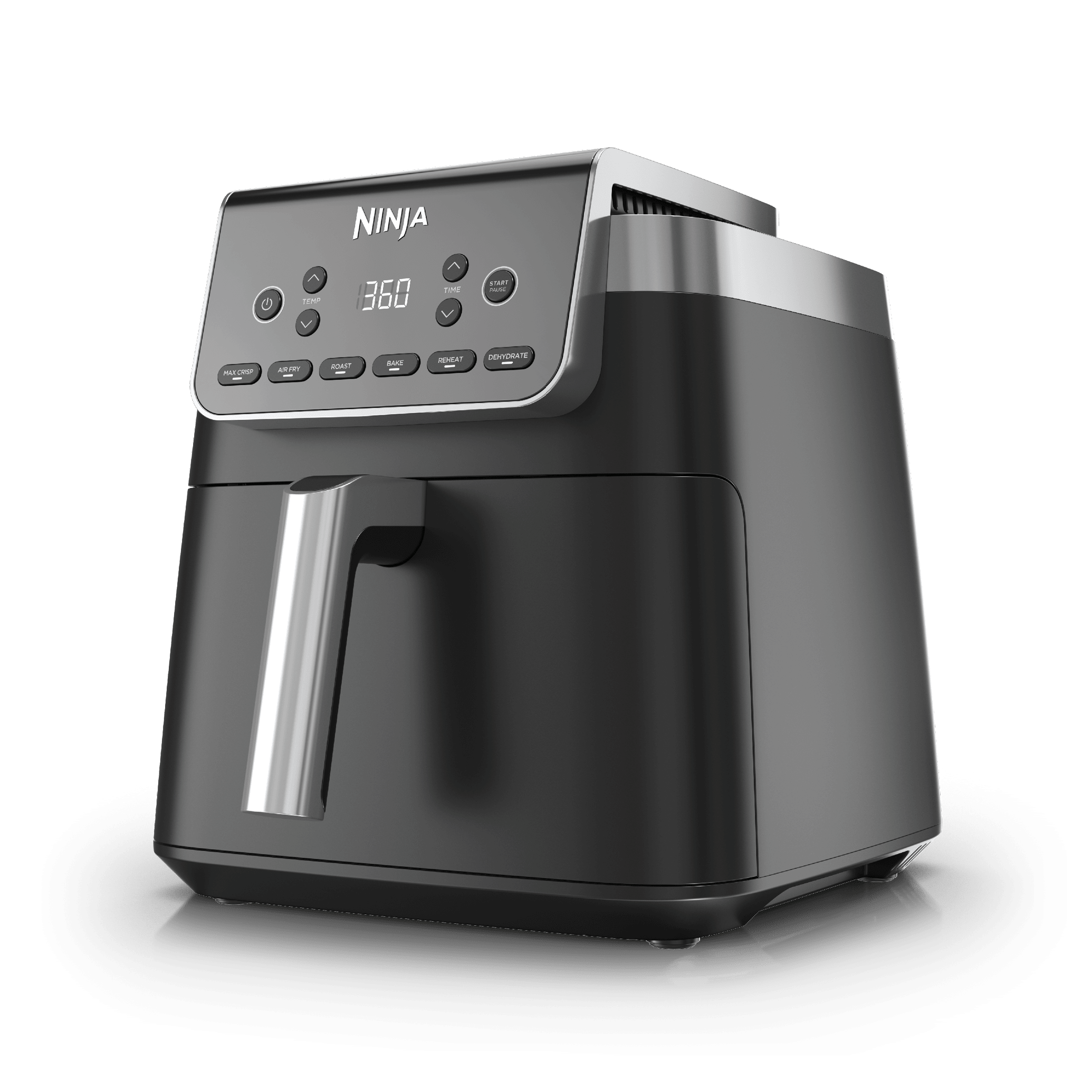 Ninja AF181 air fryer viewed from an angle, showing the basket housing